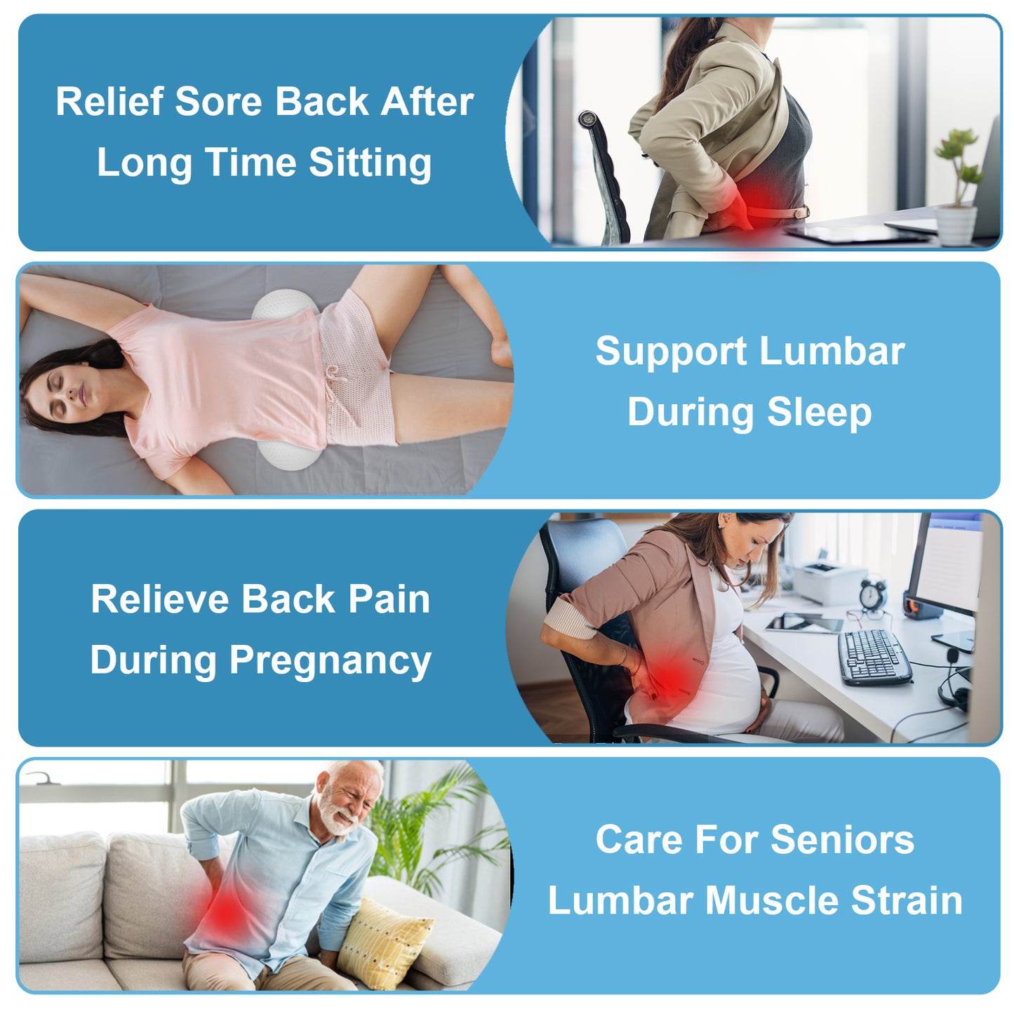 Lumbar Support Pillow with Massage and Heat