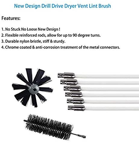 2 Pieces Dryer Vent Cleaning Kit Lint Brush Dryer Vent Cleaner Kit