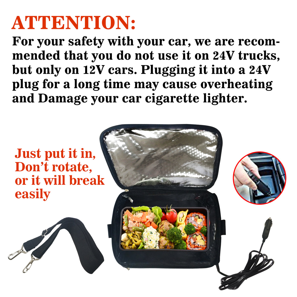 Portable Mini Microwave 12v/24v Heated Electric Lunch Box Food Warmer for  Car