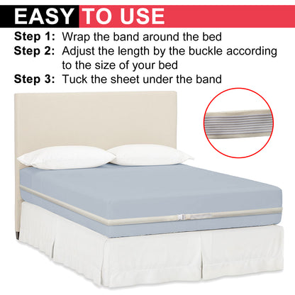 Non-slip elastic band for bed （360 Degree Holder） (Twin, Full, Queen, King, Adjustable Bed)