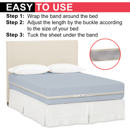 Non-slip elastic band for bed （360 Degree Holder） (Twin, Full, Queen, King, Adjustable Bed)