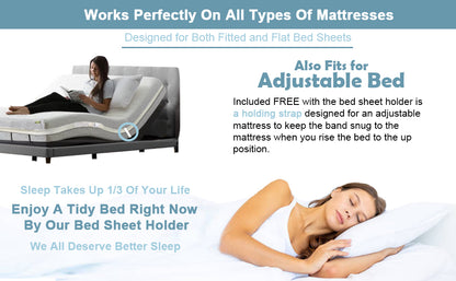 Non-slip elastic band for bed （360 Degree Holder） (Twin, Full, Queen, King, Adjustable Bed)