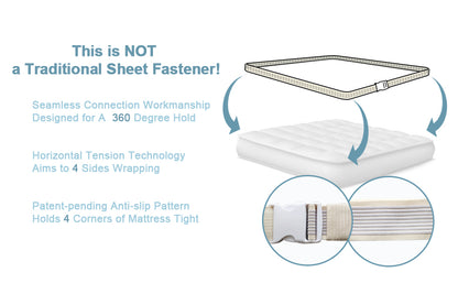 Non-slip elastic band for bed （360 Degree Holder） (Twin, Full, Queen, King, Adjustable Bed)