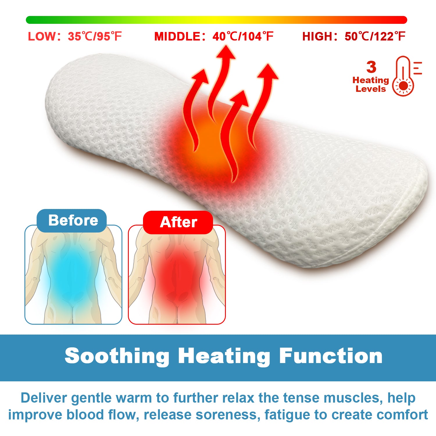 Lumbar Support Pillow with Massage and Heat